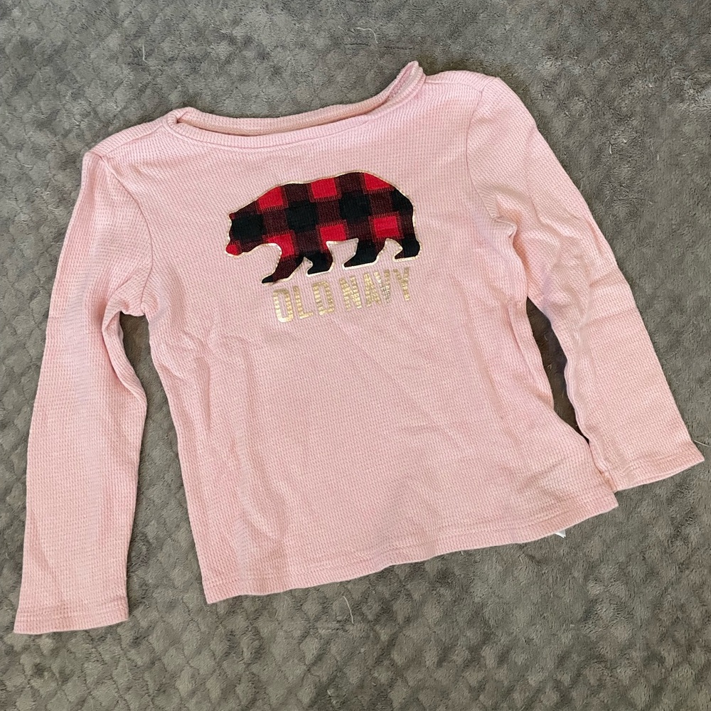 Old Navy Pink Long Sleeve with Plaid Bear